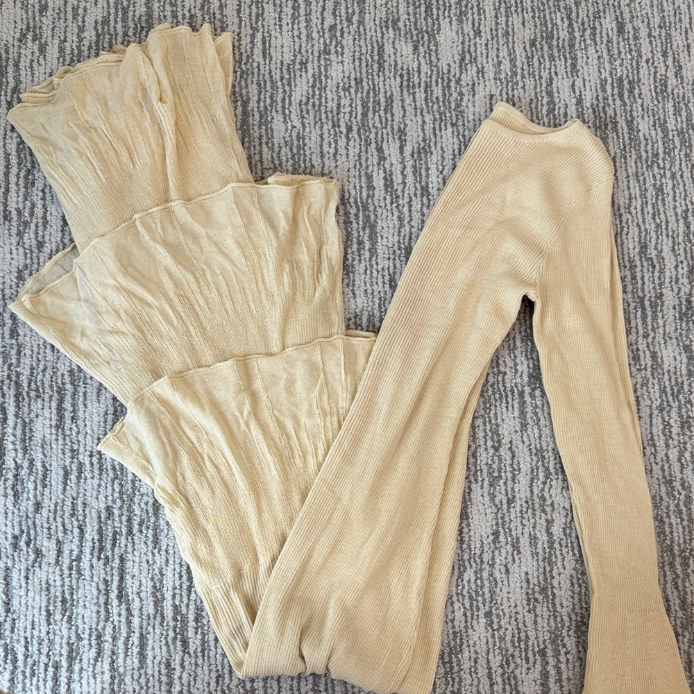 Layered Cream Ruffled Hem Knit Maxi Dress - Picture 9 of 11